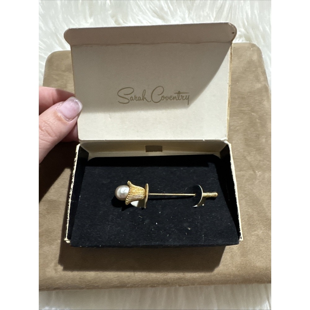 Vtg Sarah Coventry Fashion Parade Stick Pin Faux Baroque Pearl 1960s New With Bo